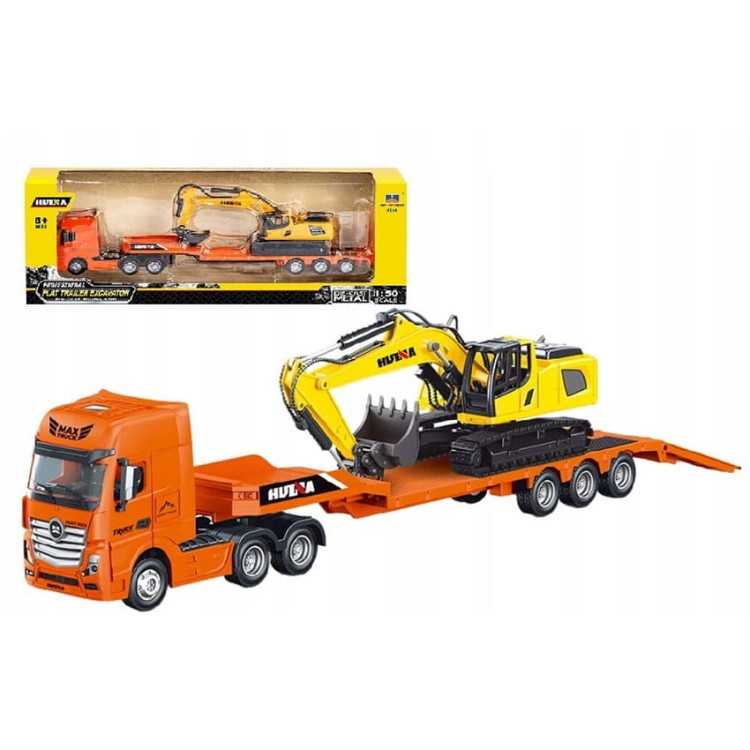 CIĘŻARÓWKA Z PRZYCZEPĄ KOPARKA SAMOCHÓD LAWETA Z KOPARKĄ 1:50 MASZYNA 1729.jpg