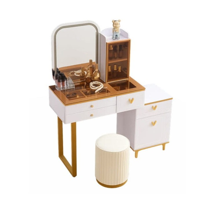 TOALETKA KOSMETYCZNA Z LUSTREM LED OŚWIETLENIEM LUSTRO + PUFA 104W.jpg