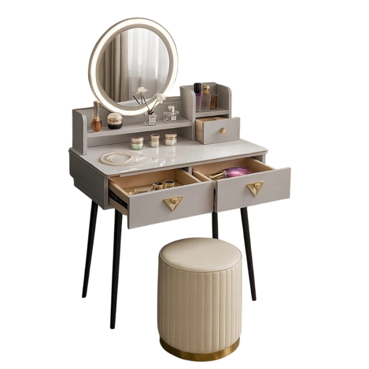 TOALETKA KOSMETYCZNA Z LUSTREM LED OŚWIETLENIEM LUSTRO + PUFA X08.png