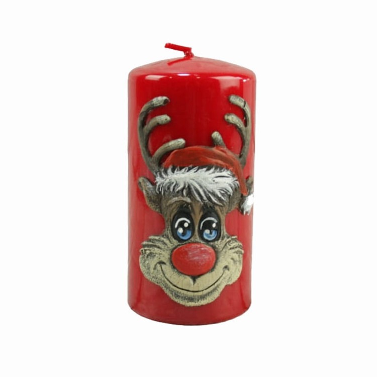 Świeca świeczka czerwona świąteczna RUDOLF dekoracja.jpg