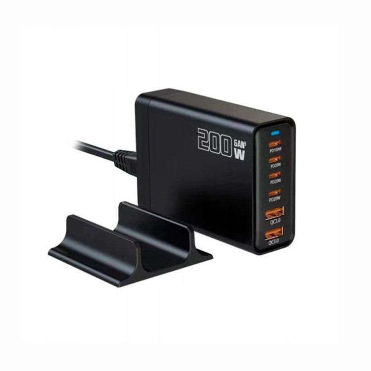 Zasilacz Ładowarka 200W GaN 2x QC USB 4xUSB-C do laptopa iPhone Mac 100W.jpg