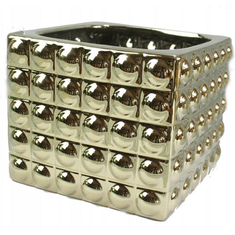 Doniczka ceramiczna osłonka 3D złota gold H15.jpg