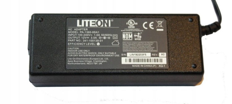 Zasilacz Ładowarka DC 12V 3A 36W 5.5/2.1 Oświetlenie LED RTV AGD LiteOn.jpg