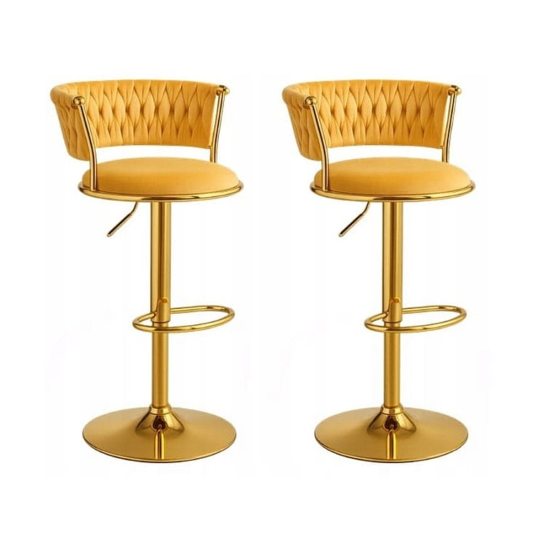 2szt ZŁOTY WELUROWY HOKER BAROWY GLAMOUR NA ZŁOTEJ PODSTAWIE REGULOWANY 1.jpg