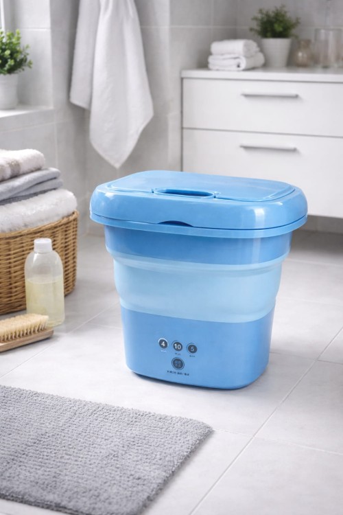 Mini Pralka Turystyczna Automatyczna Składana 8L 30W Podróżna Kompaktowa 0.8kg.jpg