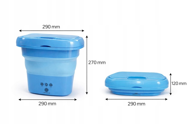 Mini Pralka Turystyczna Automatyczna Składana 8L 30W Podróżna Kompaktowa 0.8kg.jpg