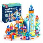 KLOCKI MAGNETYCZNE 134el ŚWIECĄCY TOR KULKOWY KULODROM 3D KONSTRUKCYJNY