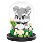 Miś w kloszu z mini klocków 446 elementów 13cm Ozdoba na biurko Model 3D