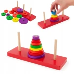 Wieża Hanoi Sorter Drewniany Układanka Edukacyjna Montessori