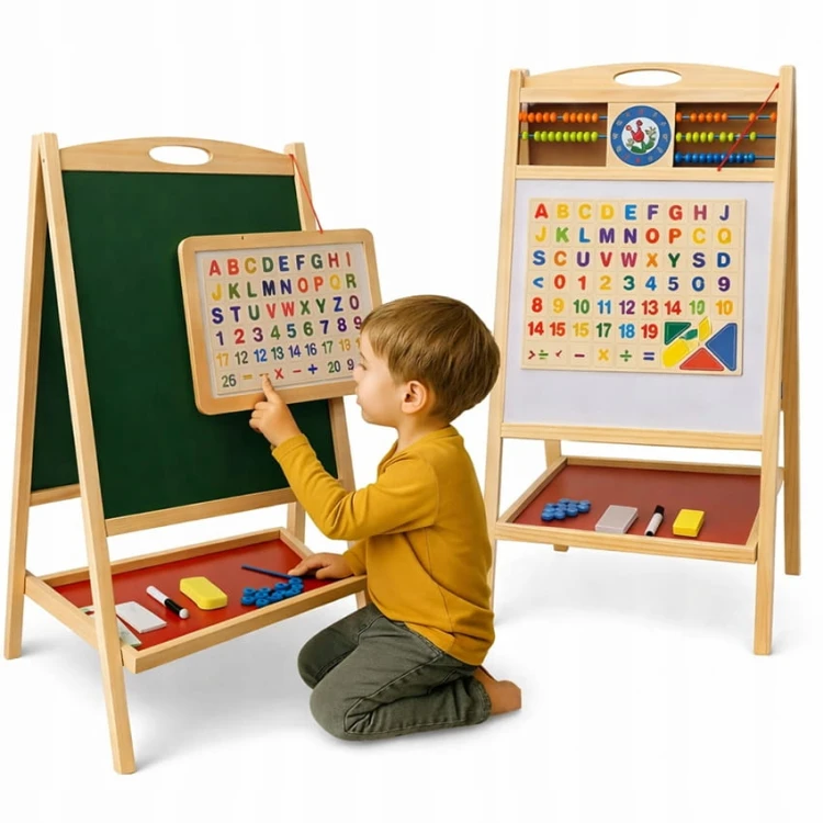 Tablica Magnetyczna Kredowa Dwustronna Liczydło Edukacyjna Stojąca 3w1.jpg
