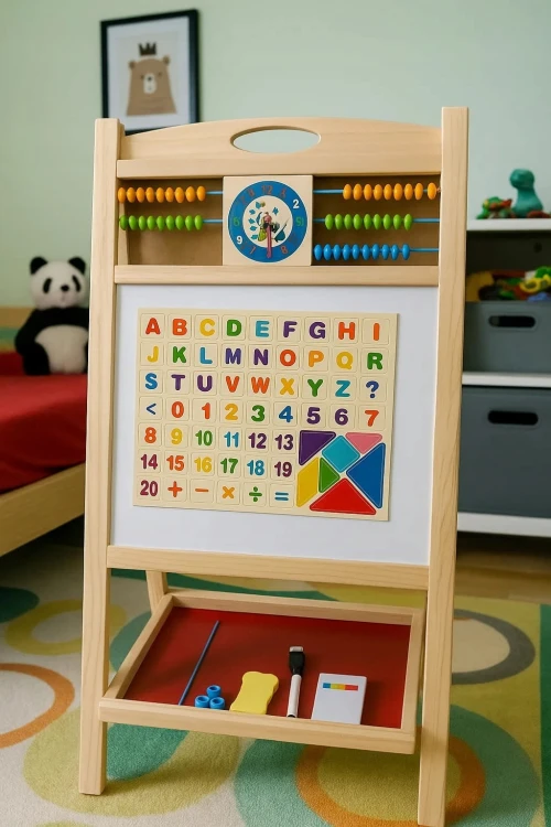 Tablica Magnetyczna Kredowa Dwustronna Liczydło Edukacyjna Stojąca 3w1.jpg