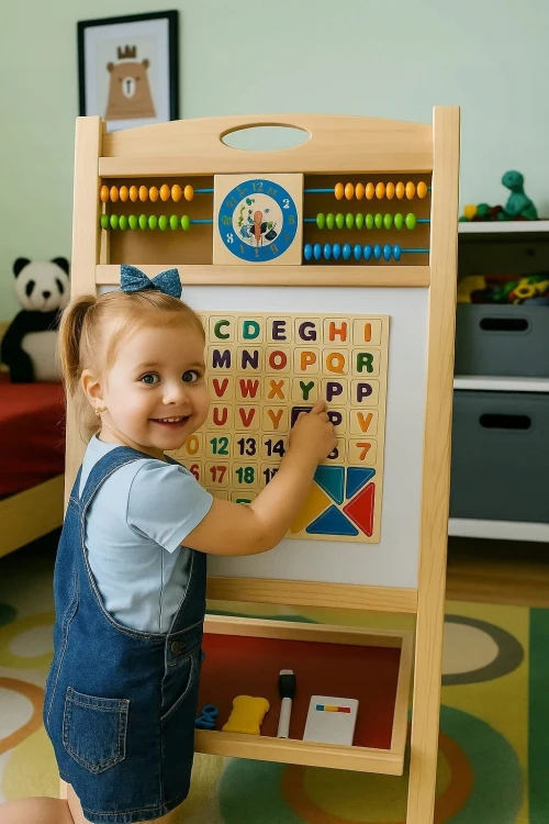 Tablica Magnetyczna Kredowa Dwustronna Liczydło Edukacyjna Stojąca 3w1.jpg