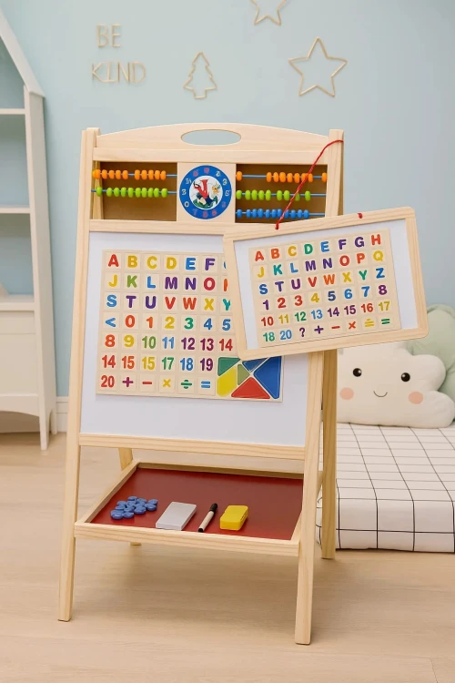 Tablica Magnetyczna Kredowa Dwustronna Liczydło Edukacyjna Stojąca 3w1.jpg