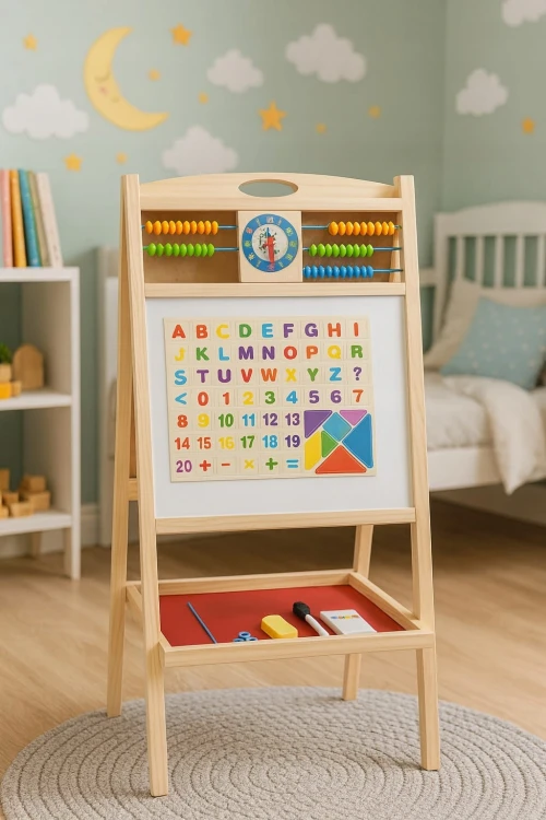 Tablica Magnetyczna Kredowa Dwustronna Liczydło Edukacyjna Stojąca 3w1.jpg