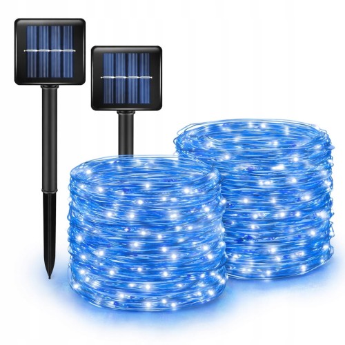 Lampki solarne 2x 20 m 200 LED niebieskie druciki ogrodowe balkonowe 8 tryb.jpg
