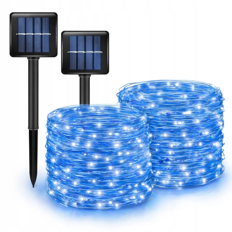 Lampki solarne 2x 20 m 200 LED niebieskie druciki ogrodowe balkonowe 8 tryb.jpg