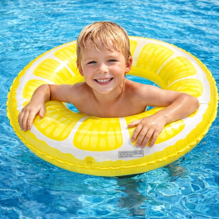 KOŁO DMUCHANE DO PŁYWANIA 70 cm Cytryna materac leżak wodny na plażę.jpg