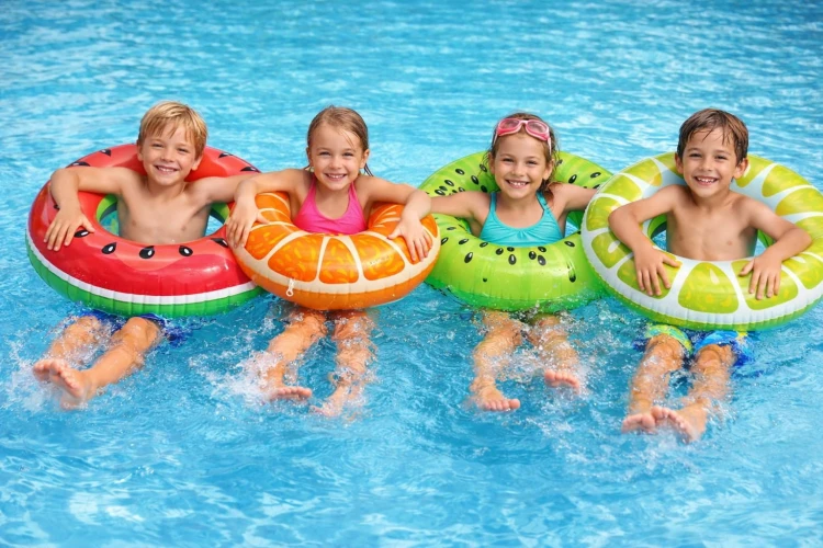 Koło dmuchane zestaw do pływania materac wodny leżak 4 sztuki do WODY 75 cm.jpg