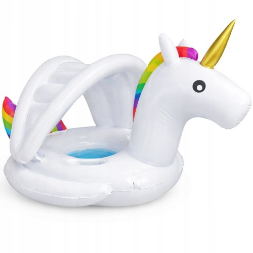 Jednorożec Koło Dmuchane dla Dzieci z Daszkiem Basen Plaża.jpg