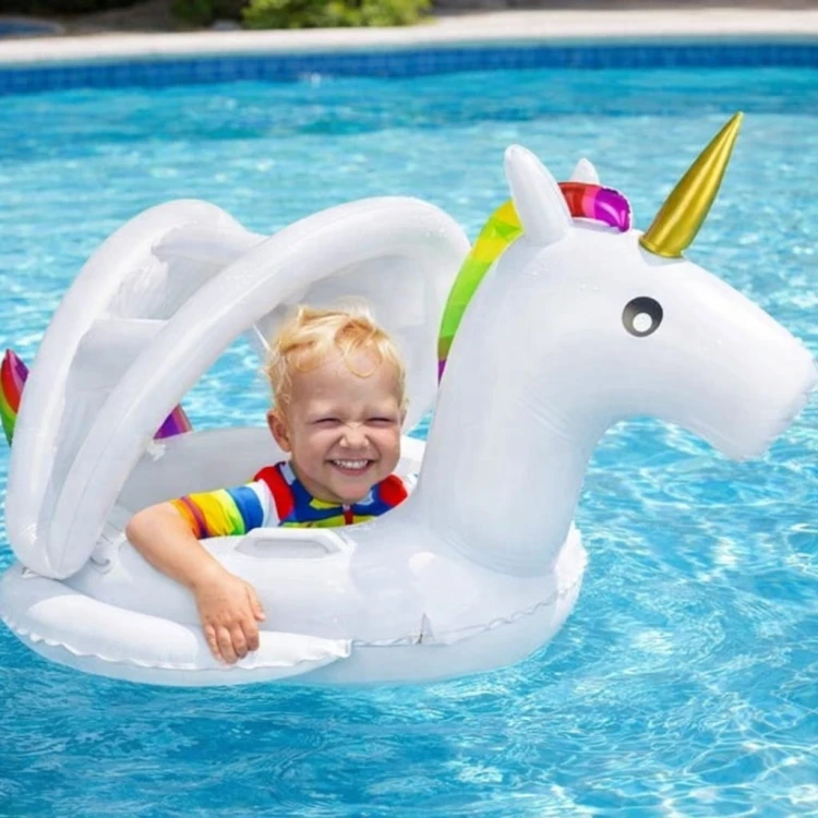 Jednorożec Koło Dmuchane dla Dzieci z Daszkiem Basen Plaża.jpg