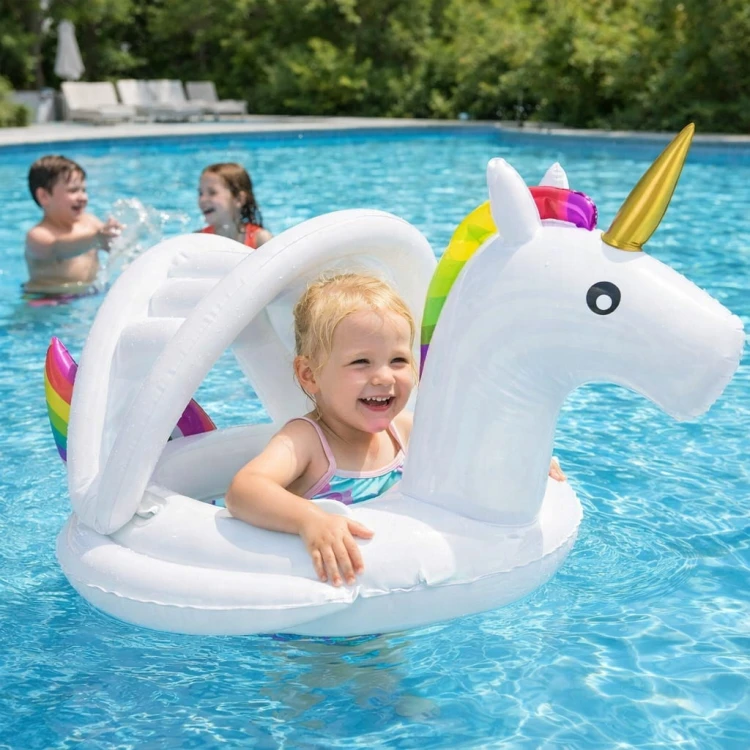 Jednorożec Koło Dmuchane dla Dzieci z Daszkiem Basen Plaża.jpg