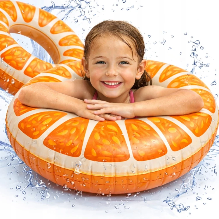 Koło dmuchane do pływania materac wodny leżak wodny POMARAŃCZ do WODY 75 cm.jpg
