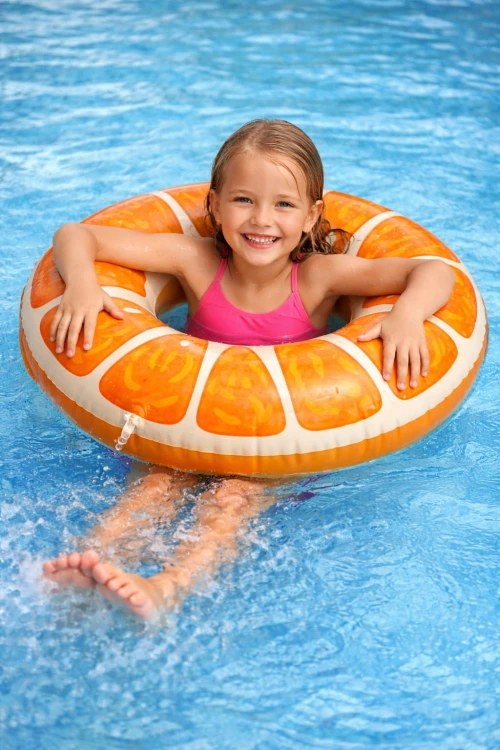 Koło dmuchane do pływania materac wodny leżak wodny POMARAŃCZ do WODY 75 cm.jpg