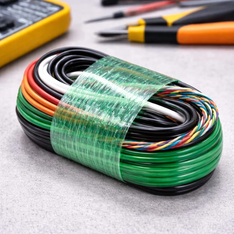 Folia PVC 6cm do owijania przewodów, złączy i akcesoriów 240g Taśma zielona.jpg