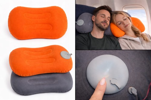 PODUSZKA PODRÓŻNA Dmuchana Turystyczna Kempingowa do samochodu orange.jpg