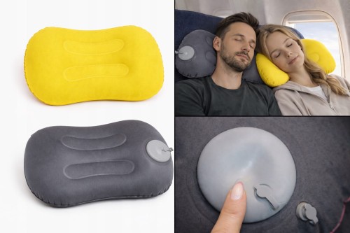 PODUSZKA PODRÓŻNA Dmuchana Turystyczna Kempingowa do samochodu żółta.jpg