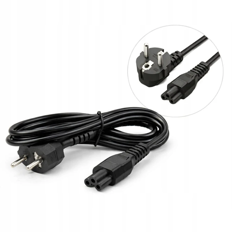 Kabel zasilający Przewód Koniczynka C5 230V Laptopa Zasilacza PREMIUM 1.5m.jpg