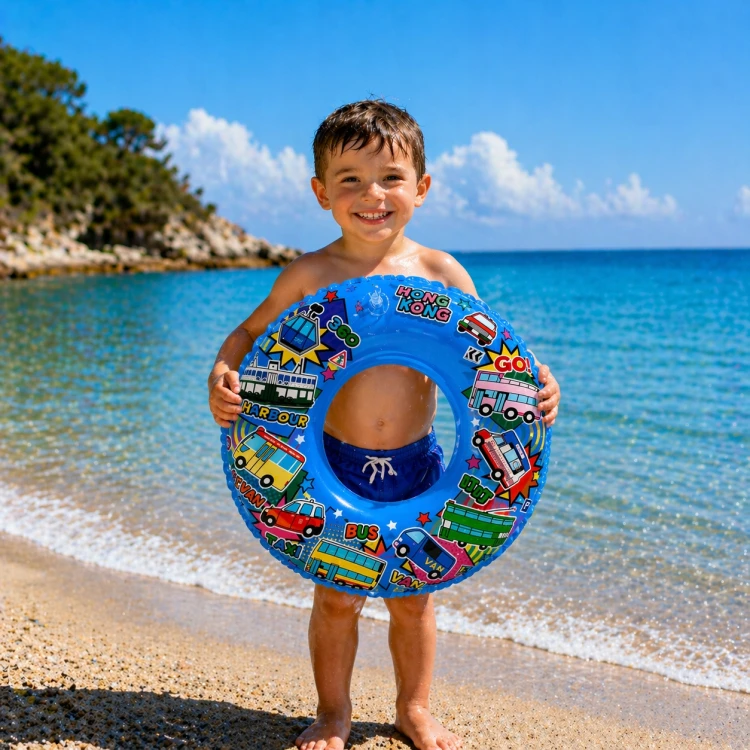 KOŁO DMUCHANE DLA DZIECI 45 cm do Pływania Basen Plaża Niebieskie Pojazdy.jpg