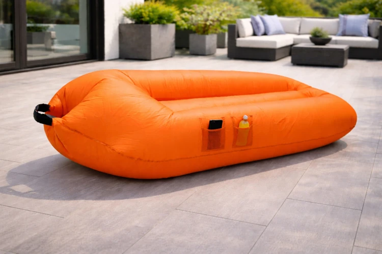 SOFA DMUCHANA Leżak na plażę ogród taras 220 cm Pomarańczowa bez pompki .jpg