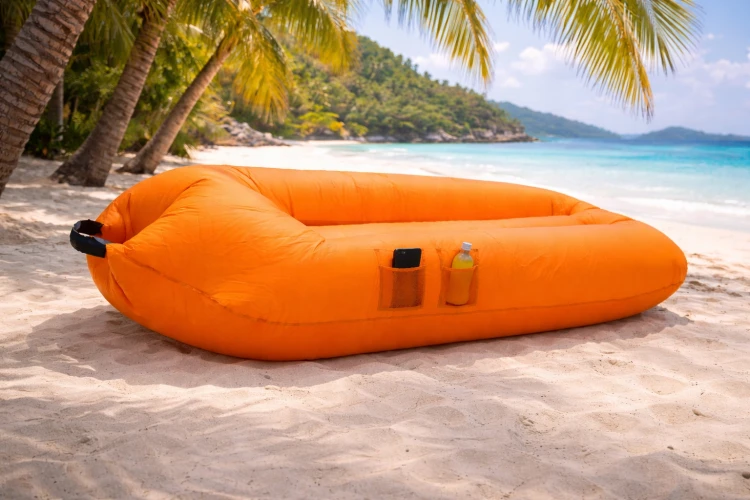 SOFA DMUCHANA Leżak na plażę ogród taras 220 cm Pomarańczowa bez pompki .jpg