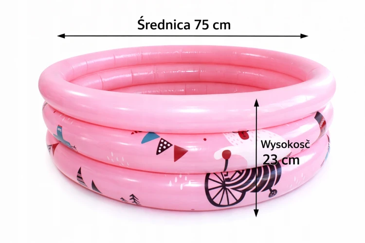BASEN DMUCHANY DLA DZIECI Różowy 75 cm Ogrodowy 3 pierścienie na Taras.jpg