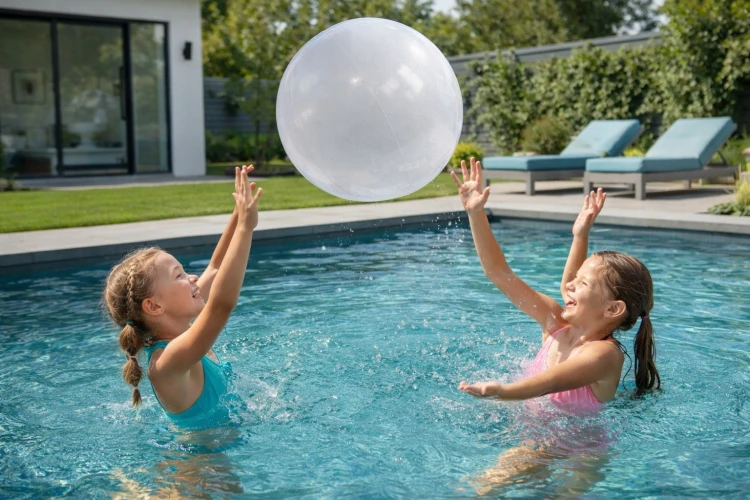 PIŁKA PLAŻOWA Dmuchana 30 cm na Basen na Plażę półprzezroczysta.jpg