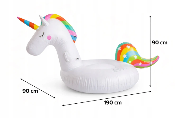 MATERAC DMUCHANY JEDNOROŻEC Do Pływania XXL 190 cm Biały z Uchwytami.jpg