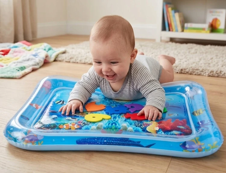 MATA WODNA SENSORYCZNA Dmuchana dla Dzieci Niemowląt Tummy Time 50x40 cm.jpg