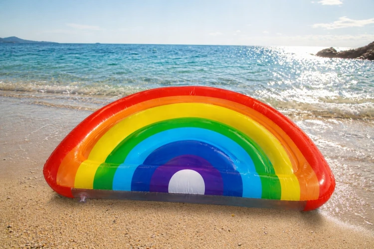 Materac dmuchany TĘCZA 160x90 cm do basenu plażę jezioro.jpg