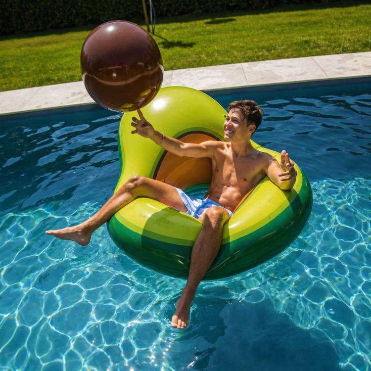 Materac do pływania Avocado z piłką 170 cm XXL.jpg