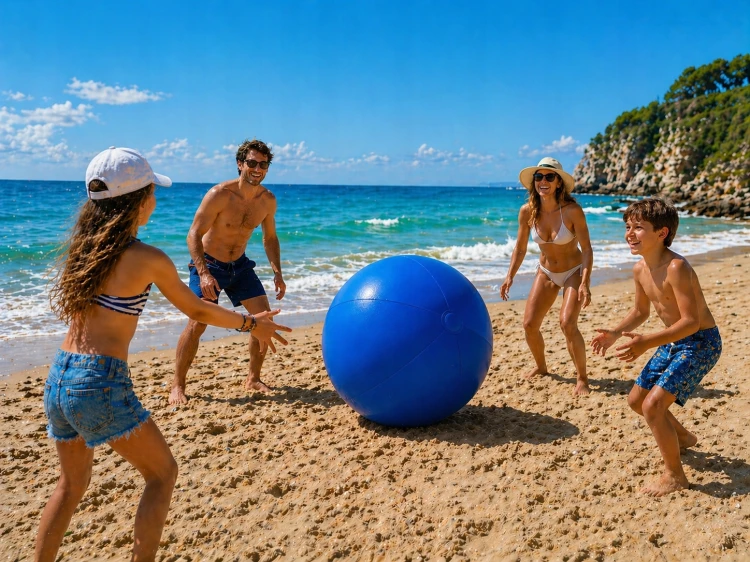 PIŁKA PLAŻOWA Dmuchana Duża dla Dzieci i Dorosłych 100 cm NIEBIESKA.jpg