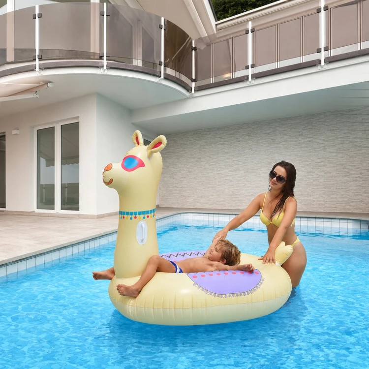 DMUCHANY MATERAC LAMA duży do pływania na plażę basen 140x125 cm.jpg