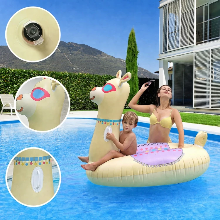 DMUCHANY MATERAC LAMA duży do pływania na plażę basen 140x125 cm.jpg