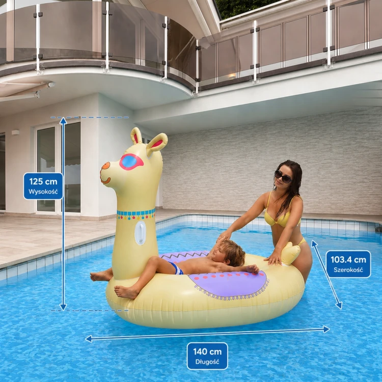 DMUCHANY MATERAC LAMA duży do pływania na plażę basen 140x125 cm.jpg