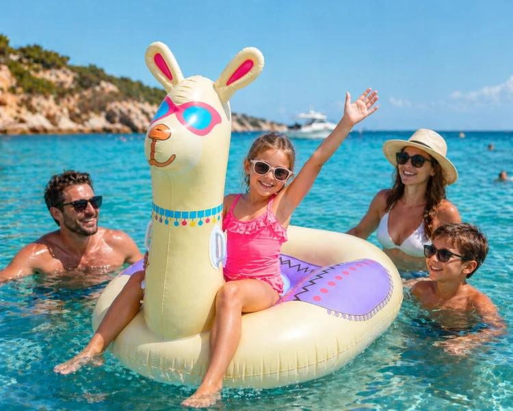 DMUCHANY MATERAC LAMA duży do pływania na plażę basen 140x125 cm.jpg