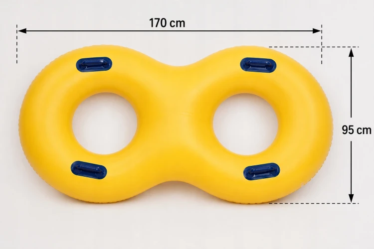 KOŁO DMUCHANE podwójne 170x95 cm Żółte do pływania na wodę dla dwóch osób.jpg