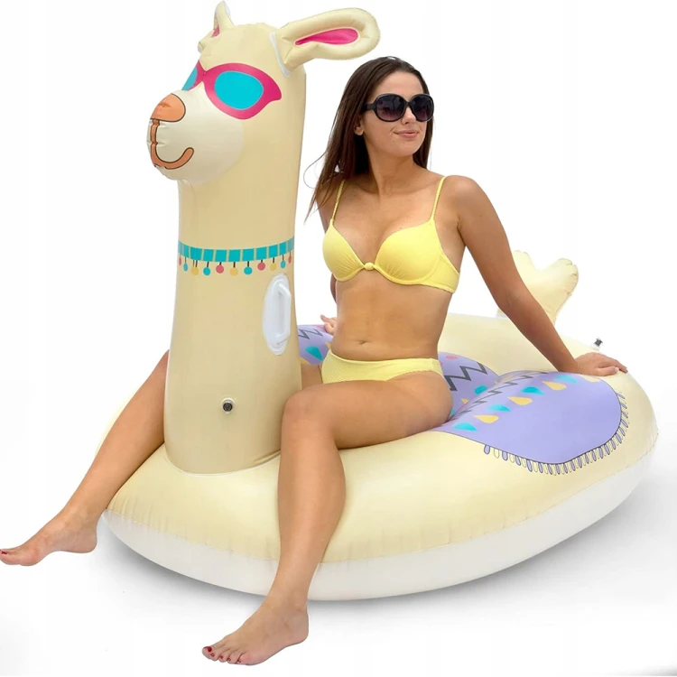 DMUCHANY MATERAC LAMA duży do pływania na plażę basen 140x125 cm.jpg
