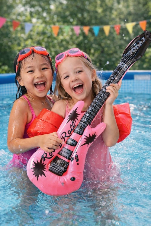 Dmuchana Gitara Elektryczna Instrument Gwiazda Rocka 92cm Różowa.jpg