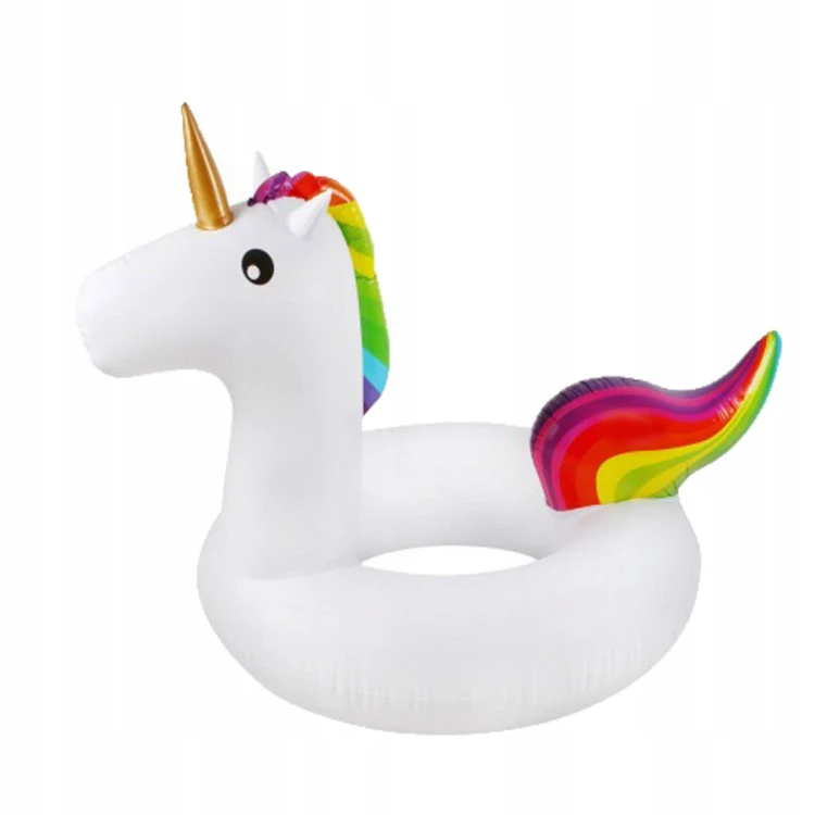 DUŻE KOŁO DMUCHANE Jednorożec na wodę do basenu 95 cm tęczowy unicorn.jpg