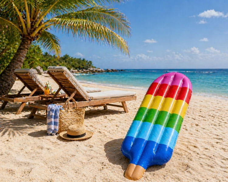 MATERAC DMUCHANY DO PŁYWANIA Lód na patyku kolorowy 140x70cm na Basen Plażę.jpg